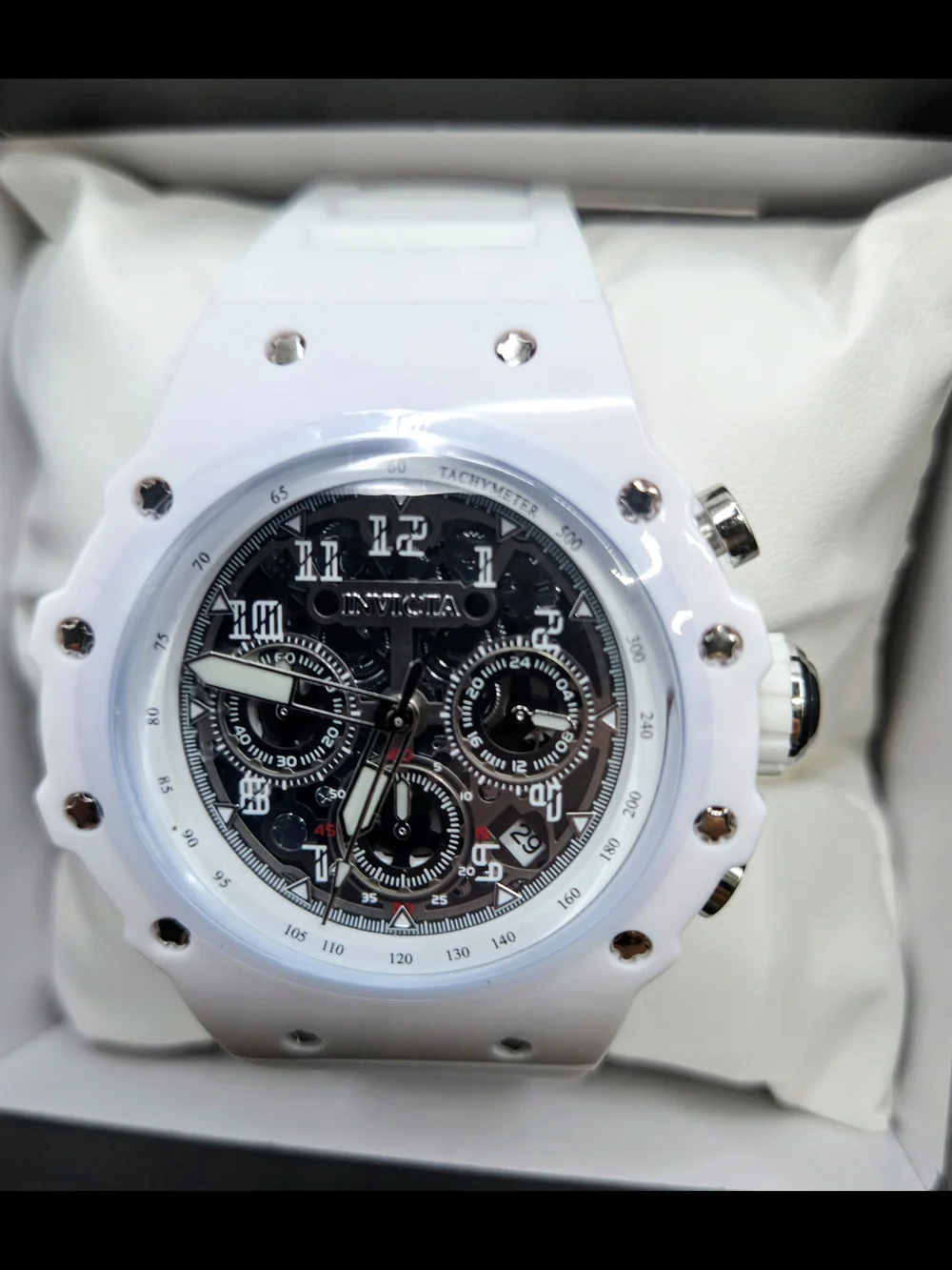 Invicta White Chronograph Men's Watch with Silver Accents